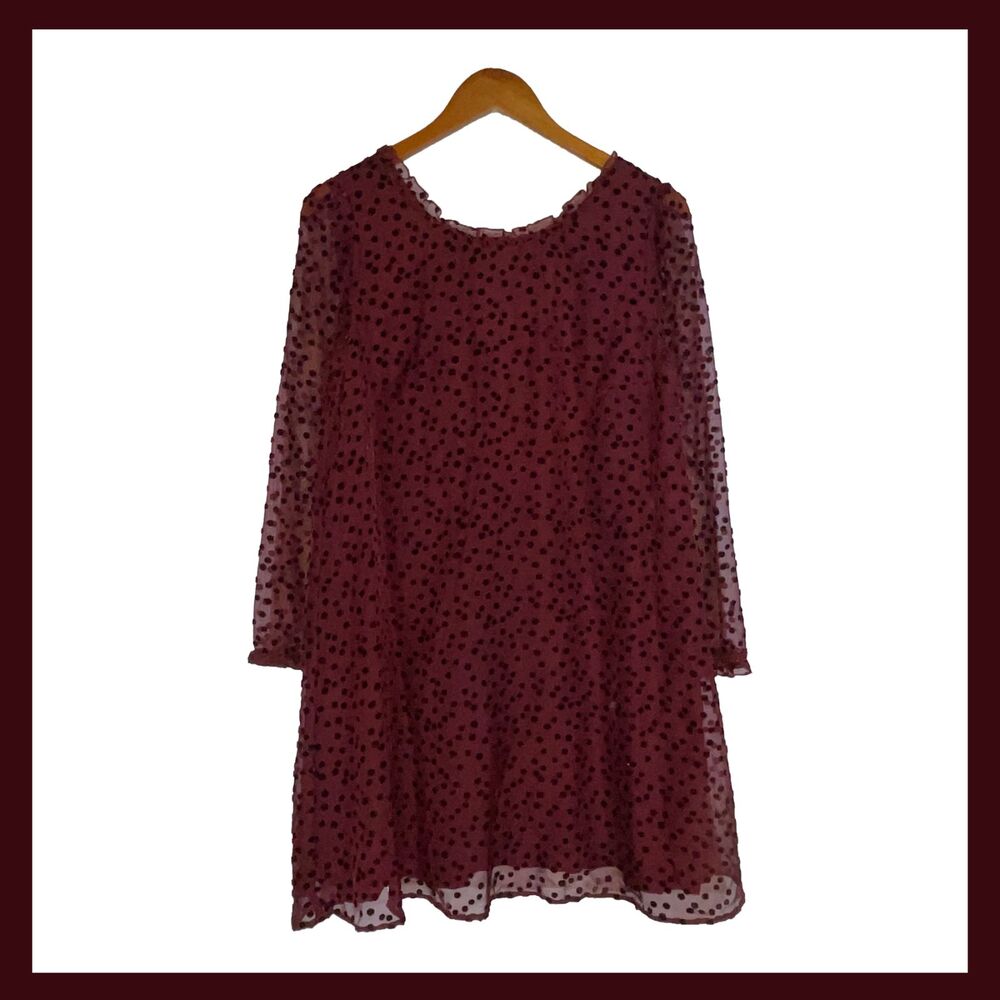 Sezane Burgundy Polka Dot Mini Dress